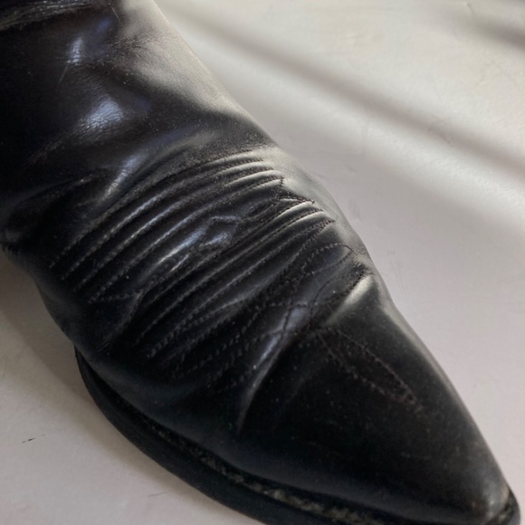 Black Leather Vintage Cowboy Boots Higher Heel Women’s Size 9 Made in Mexico - Picture 8 of 12